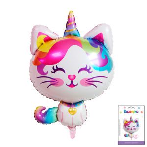 К 32 Котенок-единорог, в упаковке / Unicorn kitten / 1 шт /, Фольгированный шар (Китай)