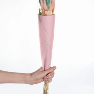 Пакет для цветов конус "I love you", 45cmx13cmx3cm, 50шт/уп, цв. Розовый
