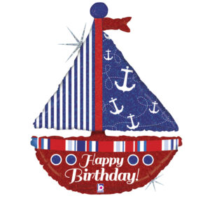 G 37 Парусник С днем рождения / Nautical Birthday Sailboat / 1 шт /, Фольгированный шар