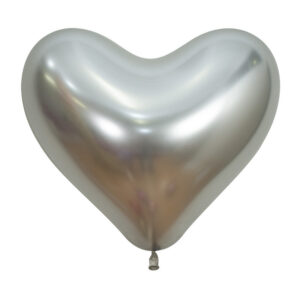 S Сердца 14 Рефлекс Серебро / Зеркальные шары / Reflex Silver / 50 шт. /, Латексный шар