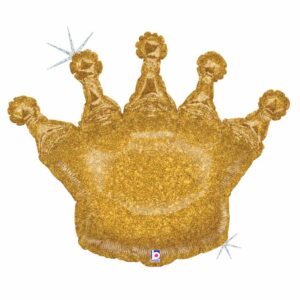 G 36 Фигура Корона золотая Голография / Glittering Crown Gold / 1 шт /, Фольгированный шар