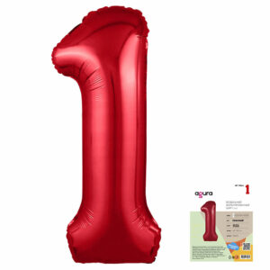 Аг 40 Цифра "1" Красный Slim в упаковке / 1 шт /, Фольгированный шар