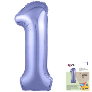 Аг 40 Цифра "1" Фиолетовый пастель Slim в упаковке / 1 шт /, Фольгированный шар
