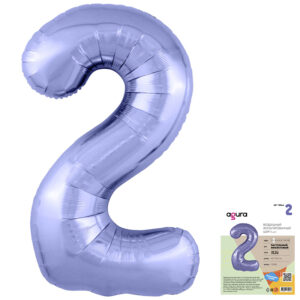 Аг 40 Цифра "2" Фиолетовый пастель Slim в упаковке / 1 шт /, Фольгированный шар