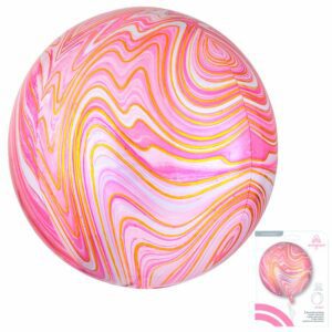 А 16 Сфера 3D Розовый Мрамор в упаковке / Pink Marblez Orbz G20 / 1 шт /, Воздушный шар