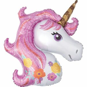 А 33 Фигура Волшебный Единорог Голова / Magical Unicorn P35 / 1 шт /, Фольгированный шар