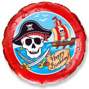 И 18 Круг Пираты С днем рождения / Birthday Pirates / 1 шт /, Фольгированный шар