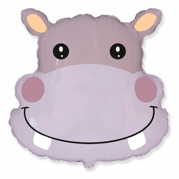 И 22 Бегемот, голова / Hippo Head / 1 шт /, Фольгированный шар