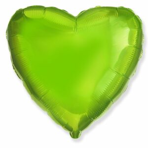 И 18 Сердце Лайм / Heart Green Lime / 1 шт /, Фольгированный шар