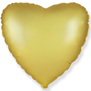 И 18 Сердце Золото сатин / Heart satin pastel gold / 1 шт / Фольгированный шар