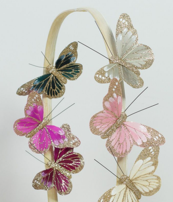 Набор декоративных украшений "Бабочки" на клипсе, 10см, 12шт/упак, разноцветные
