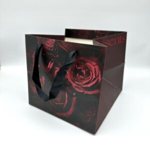 Сумка подарочная "Цветы" (картон), 2шт/уп., 26x26xH24см, красный-черный