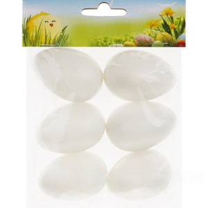 Набор яиц декоративных (пластик), 6 см, (6 шт.) белый 6036