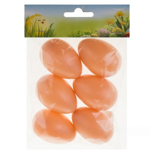 Набор яиц декоративных (пластик), 6 см, (6 шт.) натуральный 6037