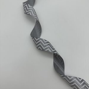 SALE Лента атласная с рисунком "Зиг-Заг" 2,5см*25ярд, серый