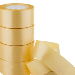 Лента декоративная односторонняя YY (атлас), 40 ммx25 ярд, светло-желтый 2411