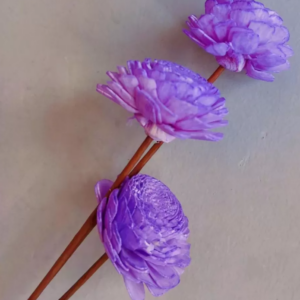 "Деревянный цветок мини Сола" ручной работы, длина 40-50 см, раз.цветка: 4 см, 3 шт/упак., фиолет