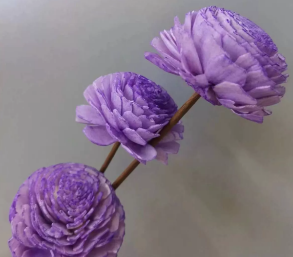 "Деревянный цветок мини Сола" ручной работы, длина 40-50 см, раз.цветка: 4 см, 3 шт/упак., сирен