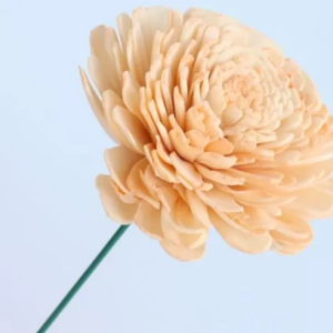 "Деревянный цветок мини Сола" ручной работы, длина 50-60 см, раз.цветка: 8 см, 1 шт/упак., шампань