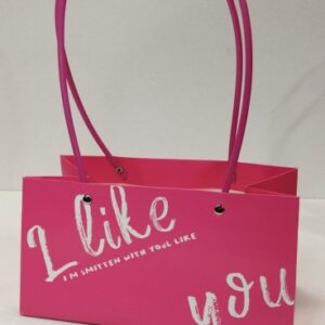 Сумка с пластиковыми ручками "I Like you" 12x12x23cm, 1ШТ, цв. розовый