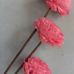 "Деревянный цветок мини Сола" ручной работы, длина 40-50 см, раз.цветка: 4 см, 3 шт/упак., розовый