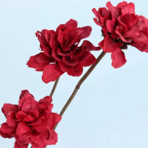 "Камелия" ручной работы, длина 50 см, 3 шт/упак., размер цветка:5*6 см, красный
