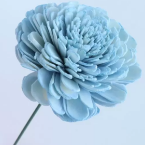 "Деревянный цветок мини Сола" ручной работы, длина 50-60 см, раз.цветка: 8 см, 1 шт/упак., голубой