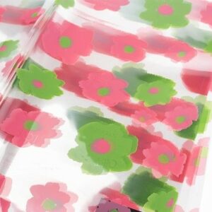 Набор прозрачной матовой пленки "Цветы", 55 mic, 58x58 см (20шт), розовый/зеленый