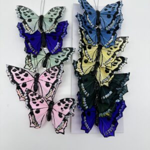 Набор декоративных украшений "Бабочки" на клипсе, 9,5 см. 12 шт/упак. разноцветные