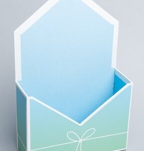 Коробка для цветов Конверт 22x7x30см К градиент голубой