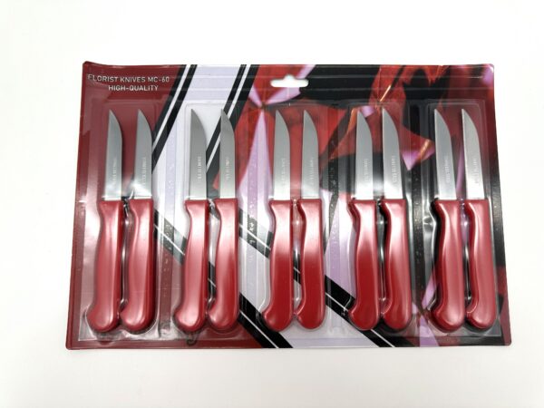 Нож для флористов MC-60, 15,5см, длина лезвия 6,5см, красные ручки (нержавеющая сталь 3cR13)