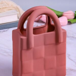 Кашпо керамика сумка 21х14х8,5см розовый