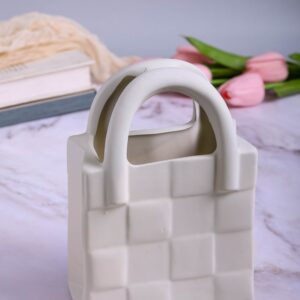 Кашпо керамика сумка 21х14х8,5см светло-серый