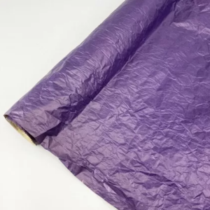 Флористическая крафт бумага жатая однотонная, 60 см x 5 м, темно-фиолетовый