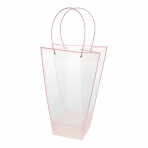 Прозрачная сумка-трапеция с пластиковыми ручками, 29x15x42.5cm, цв. розовый