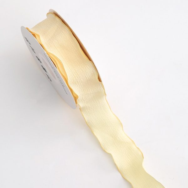 Лента плиссированная с оборками, однотонная, 40mmx10y, цв. желтый