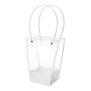 Прозрачная сумка-трапеция с пластиковыми ручками, 26x13x35cm, цв.белый