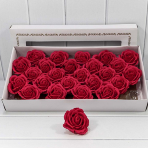 Декоративный цветок-мыло "Большая роза" Малиново-красный 6,5*7 25шт. 1/20