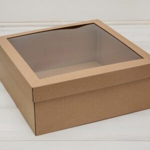 Коробка для венков и подарков 320*320*150 с крышкой с пластиковым окном 1ШТ.