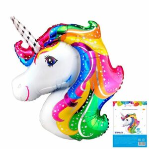 И 40 Голова единорога в упаковке / Unicorn Head / 1 шт /, Фольгированный шар