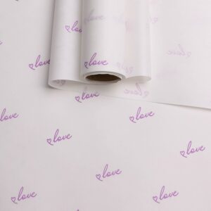 Бумага белая крафт 50г/м2, 70см x 10м Классика Love, сиреневый