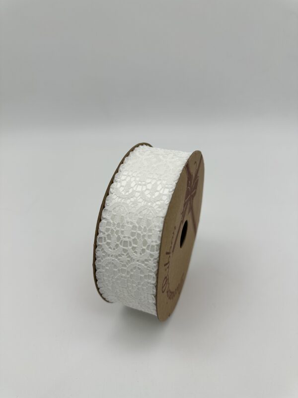 Лента декоративная "Нежные узоры" 40mm*10 ярд белый
