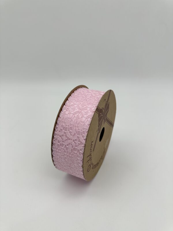 Лента декоративная "Нежные узоры" 40mm*10 ярд нежно-розовый