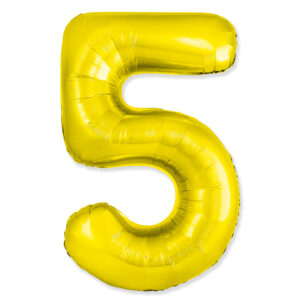 И 40 Цифра "5" золото Slim в упаковке / Five Slim / 1 шт /, Фольгированный шар 8536