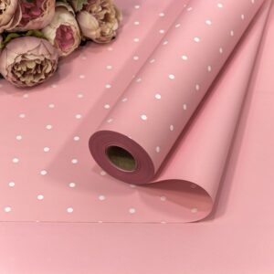 Плёнка 58см 800г матовая "Мелкий горошек" 55мкм Розовый 3682