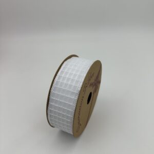 Лента декоративная "Клетка" 40mm*10 ярд белый