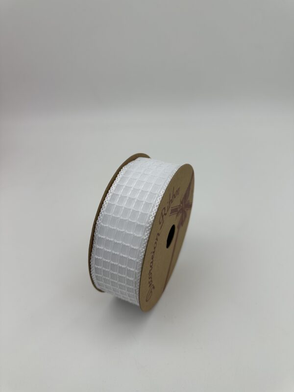 Лента декоративная "Клетка" 40mm*10 ярд белый