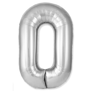 И 40 Цифра "0" серебро Slim в упаковке / Zero Slim / 1 шт /, Фольгированный шар 8581