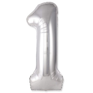 И 40 Цифра "1" серебро Slim в упаковке / One Slim / 1 шт /, Фольгированный шар 8598