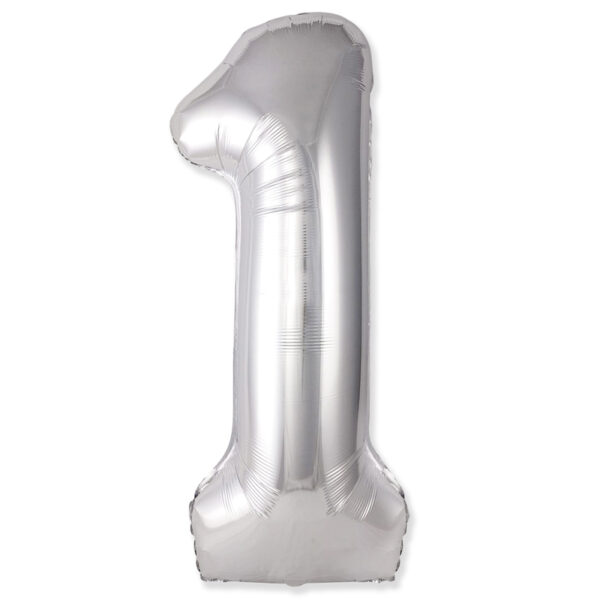 И 40 Цифра "1" серебро Slim в упаковке / One Slim / 1 шт /, Фольгированный шар 8598